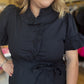 "Love the Wine Your With" Plus-Size Navy Ruffle Mini Dress