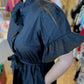 "Love the Wine Your With" Plus-Size Navy Ruffle Mini Dress