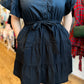 "Love the Wine Your With" Plus-Size Navy Ruffle Mini Dress