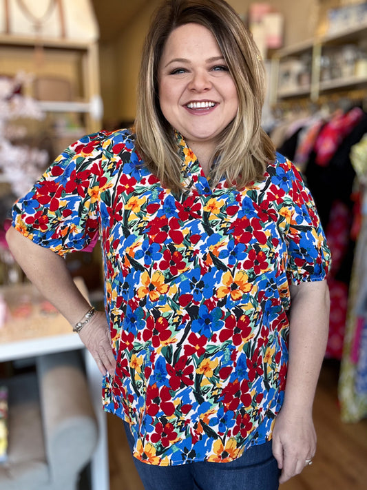 "Maui Wow-ee" Curvy Floral Top