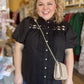 "Girls with Pearls" Curvy Black Lace Blouse