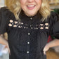 "Girls with Pearls" Curvy Black Lace Blouse