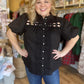 "Girls with Pearls" Curvy Black Lace Blouse