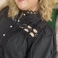"Girls with Pearls" Curvy Black Lace Blouse
