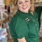 "Girls with Pearls" Curvy Green Lace Blouse