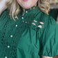 "Girls with Pearls" Curvy Green Lace Blouse