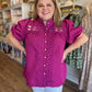 "Girls with Pearls" Curvy Magenta Lace Blouse