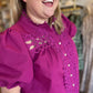 "Girls with Pearls" Curvy Magenta Lace Blouse