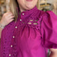 "Girls with Pearls" Curvy Magenta Lace Blouse