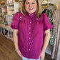 "Girls with Pearls" Curvy Magenta Lace Blouse