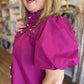 "Girls with Pearls" Curvy Magenta Lace Blouse