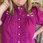 "Girls with Pearls" Curvy Magenta Lace Blouse