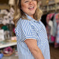RESTOCKED! "Morning Glory" Curvy Blue Stripe Midi Dress