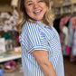 RESTOCKED! "Morning Glory" Curvy Blue Stripe Midi Dress