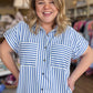 RESTOCKED! "Morning Glory" Curvy Blue Stripe Midi Dress