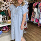 RESTOCKED! "Morning Glory" Curvy Blue Stripe Midi Dress