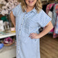 RESTOCKED! "Morning Glory" Curvy Blue Stripe Midi Dress