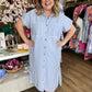 RESTOCKED! "Morning Glory" Curvy Blue Stripe Midi Dress