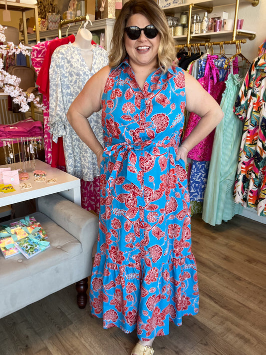 "Nights in Nantucket" Plus-Size Paisley Maxi Dress