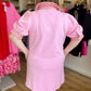 "Pinky Up" Curvy Pink Stripe Collared Dress