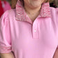 "Pinky Up" Curvy Pink Stripe Collared Dress