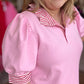 "Pinky Up" Curvy Pink Stripe Collared Dress
