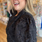 "Pop, Fizz, Clink" Black Jacquard Blouse