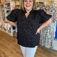 "Pop, Fizz, Clink" Black Jacquard Blouse