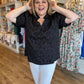 "Pop, Fizz, Clink" Black Jacquard Blouse