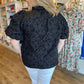 "Pop, Fizz, Clink" Black Jacquard Blouse