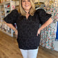 "Pop, Fizz, Clink" Black Jacquard Blouse