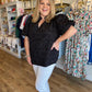 "Pop, Fizz, Clink" Black Jacquard Blouse