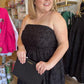 "Pour Me Some Eggnog" Plus-Size Black Jacquard Midi Dress