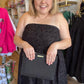 "Pour Me Some Eggnog" Plus-Size Black Jacquard Midi Dress