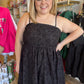"Pour Me Some Eggnog" Plus-Size Black Jacquard Midi Dress