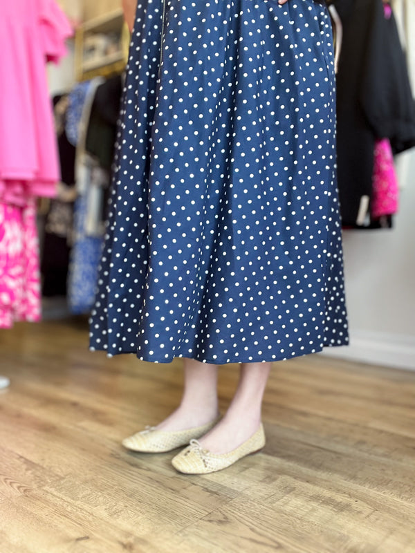 "Pretty, Pretty Woman" Curvy Navy Polka Dot Dress