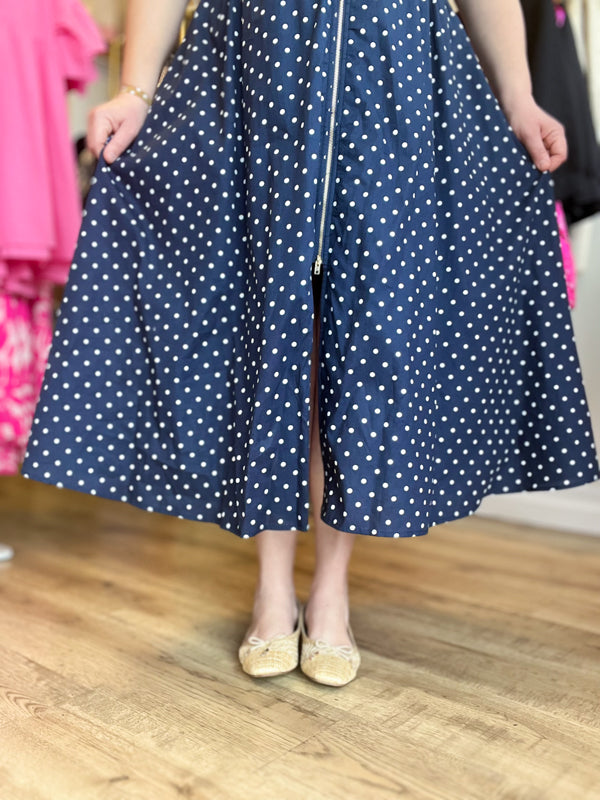 "Pretty, Pretty Woman" Curvy Navy Polka Dot Dress