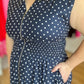 "Pretty, Pretty Woman" Curvy Navy Polka Dot Dress