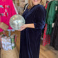 "Velvet Crush" Curvy Navy Velvet Midi Dress