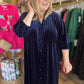 "Velvet Crush" Curvy Navy Velvet Midi Dress