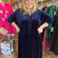 "Velvet Crush" Curvy Navy Velvet Midi Dress