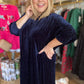 "Velvet Crush" Curvy Navy Velvet Midi Dress