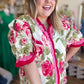 "Sassy & Southern" Curvy Red & Pink Ruffle Trim Top