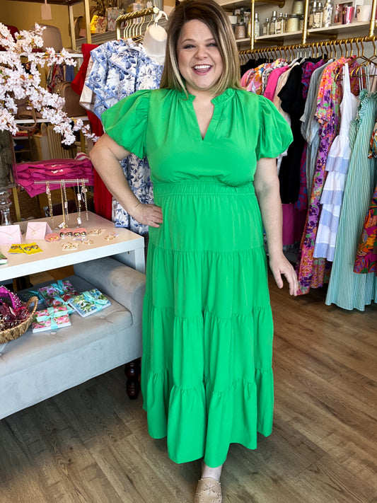 "Secret Garden" Curvy Green Maxi Dress