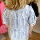 RESTOCKED! "See You in Seaside" Curvy Blue Geometric Top