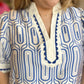 RESTOCKED! "See You in Seaside" Curvy Blue Geometric Top