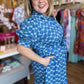 "Spring Meadows" Plus-Size Blue Floral Midi Dress