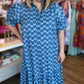 "Spring Meadows" Plus-Size Blue Floral Midi Dress