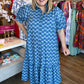 "Spring Meadows" Plus-Size Blue Floral Midi Dress