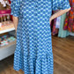 "Spring Meadows" Plus-Size Blue Floral Midi Dress